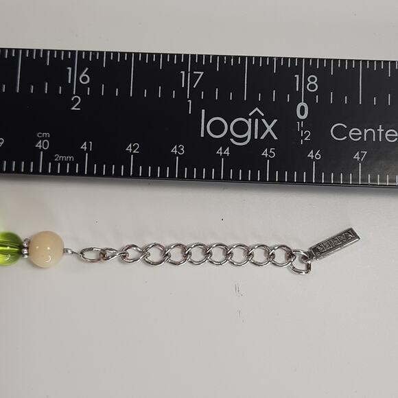 Napier Silver Tone, Glass and‎ Stone Bead Necklace Green Brown White - Picture 8 of 8